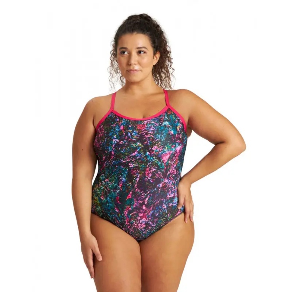 ✨SOLD✨ arena Women’s Mountains Texture Light Drop Back Plus Size Swimsuit 1X